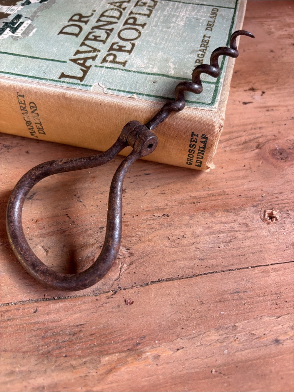 Antique Iron Corkscrew with Rustic Patina